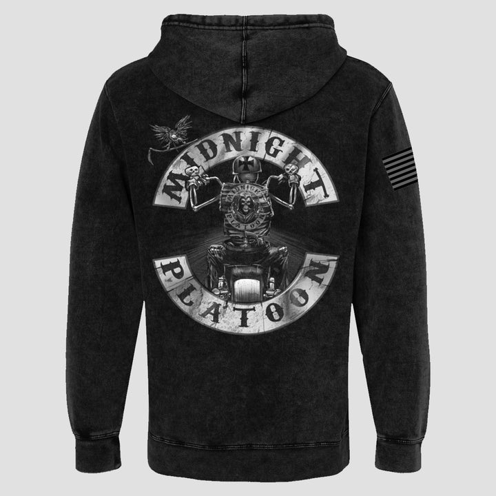 BIKER (M) DISTRESSED PULL HOOD - MIDNIGHT PLATOON