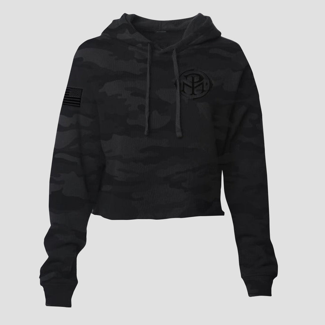 BLACK CAMO - CROP HOODIE - MIDNIGHT PLATOON