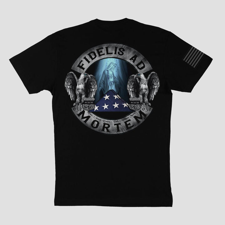 FIDELIS AD MORTEM - THE 32 PCT. RIVERA AND MORA MEMORIAL TRIBUTE T-SHIRT - MIDNIGHT PLATOON