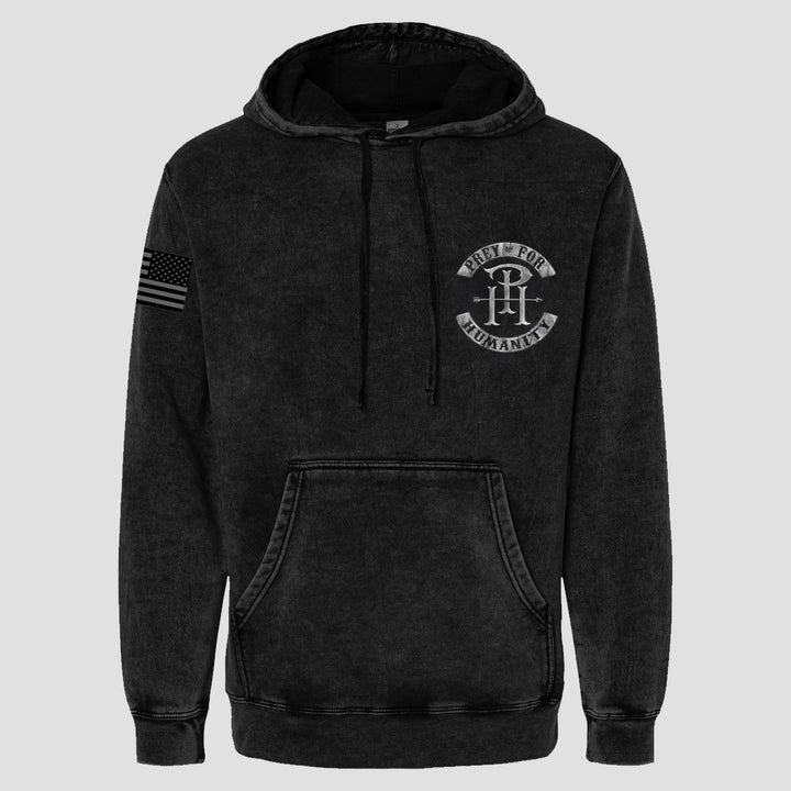 PREY FOR HUMANITY - PULL HOOD (PREMIUM MINERAL WASH) - MIDNIGHT PLATOON