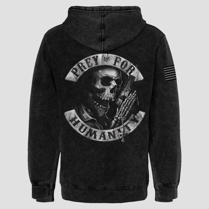 PREY FOR HUMANITY - PULL HOOD (PREMIUM MINERAL WASH) - MIDNIGHT PLATOON