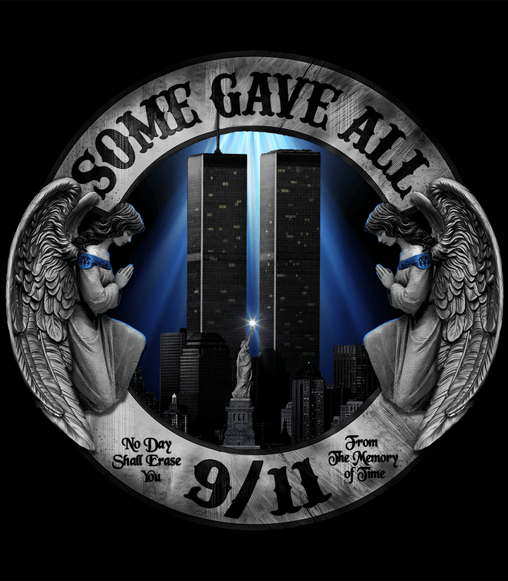 NO DAY SHALL ERASE YOU - 9/11 TSHIRT - Center Mass