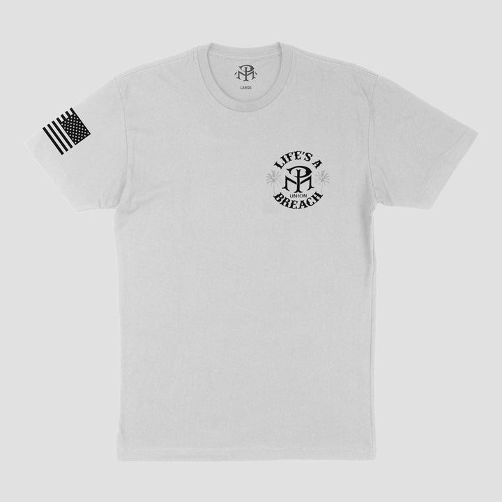 LIFE'S A BREACH - SOLID WHITE TEE - MIDNIGHT PLATOON