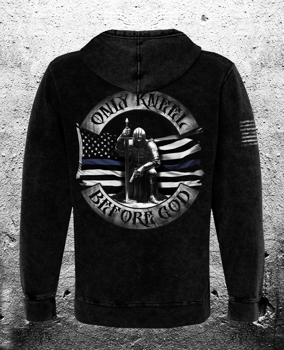 Only Kneel Before God - MINERAL WASHED LIGHTWEIGHT HOODIE - Midnight Platoon